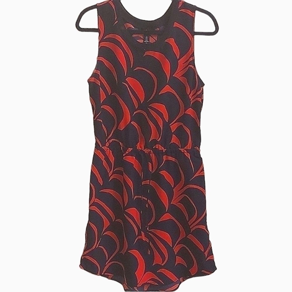 GAP Pullover Sleeveless Navy and Red Print Dress M Academia Preppy Tomato Girl